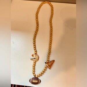 UT Football Charm Necklace with Tan Beads